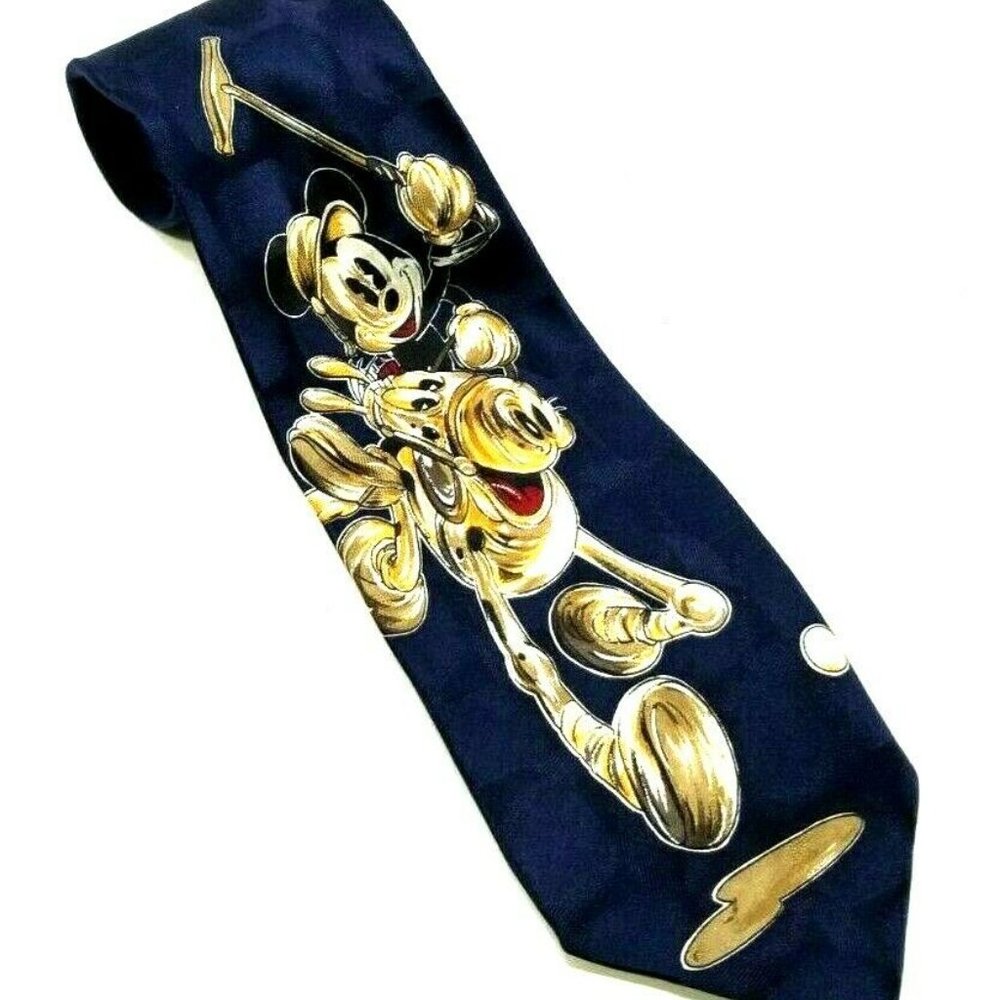 Vtg Disney Novelty Necktie Polo Player Mickey Mous